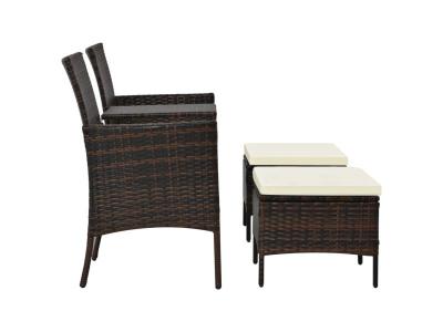 VIDAXL Canap&eacute; de jardin table &agrave; th&eacute; et tabourets R&eacute;sine tress&eacute;e Marron