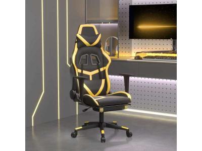 VIDAXL Chaise de jeu avec repose-pied Noir et dor&eacute; Similicuir 