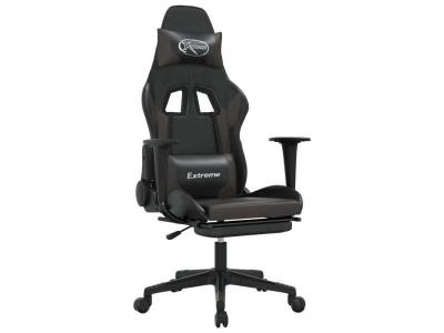 VIDAXL  chaise de jeu avec repose-pied noir et gris similicuir