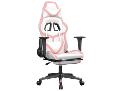 VIDAXL Chaise de jeu de massage avec repose-pied Blanc&Rose Similicuir