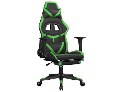 Vidaxl chaise de jeu de massage avec repose-pied noir&vert similicuir