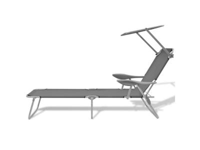 VIDAXL Chaise longue avec auvent acier gris