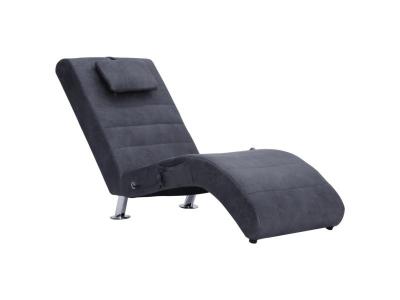 VIDAXL Chaise longue de massage avec oreiller gris similicuir daim
