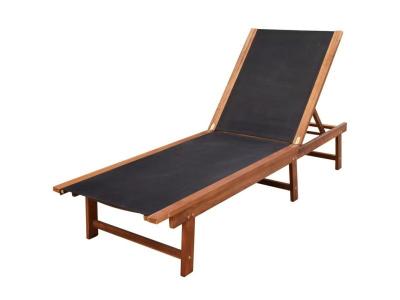VIDAXL Chaises longues 2pcs et table bois d'acacia massif et textil&egrave;ne 273752