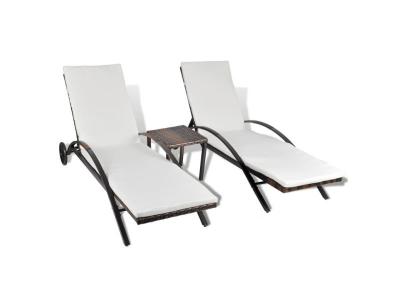 VIDAXL Chaises longues avec table R&eacute;sine tress&eacute;e Marron  Marron