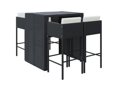 Ensemble De Bar De Jardin 5 Pcs Avec Coussins Noir Poly Rotin Vidaxl