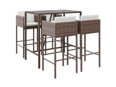 VIDAXL Ensemble &agrave; bar jardin marron rotin