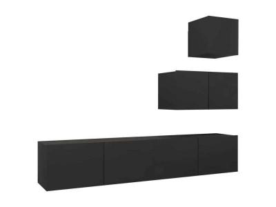 VIDAXL Mercatoxl - Ensemble de meuble tv 4 pcs Noir Agglom&eacute;r&eacute;