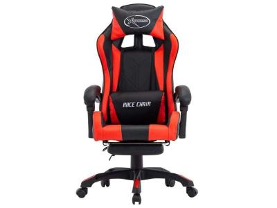 VIDAXL Fauteuil de jeux vid&eacute;o et repose-pied Rouge et noir Similicuir