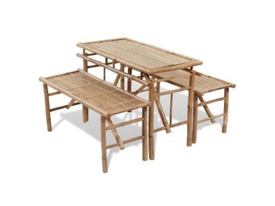VIDAXL  jeu de table de pique-nique 3 pcs pliable bambou 41502