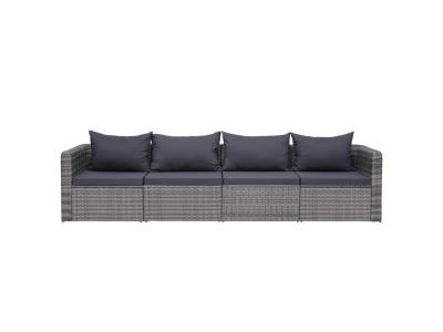 VIDAXL Meuble de jardin 4 pcs avec coussins Gris R&eacute;sine tress&eacute;e  n/a