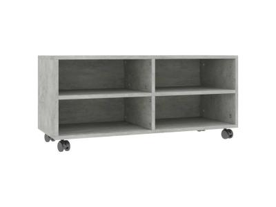 VIDAXL Meuble tv avec roulettes gris cement 90 x 35 x 35 cm agglom&eacute;r&eacute;