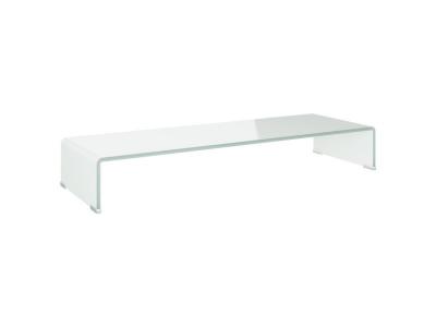 VIDAXL Meuble TV Support pour Moniteur Verre 90x30x13 cm Blanc  - Blanc