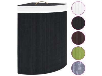 VIDAXL  panier &agrave; linge d'angle bambou noir 60 l 320762