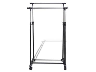 Vidaxl - Port-manteau r&eacute;glable 4 roulettes 2 rails d'accrochage Noir