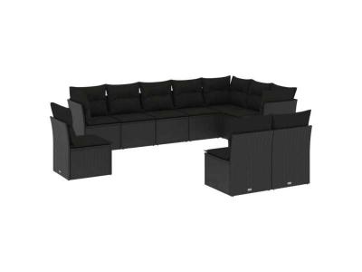 VIDAXL Salon de jardin modulable GENERIQUE 10 pieces 10 personnes resine tressee 55 x 62 x 69 cm noir
