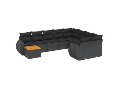 VIDAXL  Salon de jardin 10 pcs - Noir