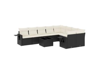 VIDAXL  Salon De Jardin 10 Pcs Avec Coussins Noir R&eacute;sine Tress&eacute;e