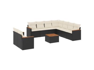 VIDAXL  Salon De Jardin 10 Pcs Avec Coussins Noir R&eacute;sine Tress&eacute;e