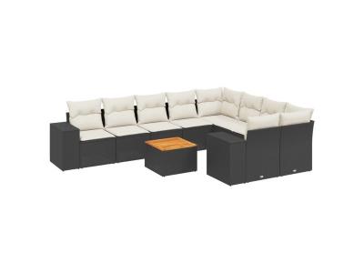 VIDAXL  Salon De Jardin 10 Pcs Avec Coussins Noir R&eacute;sine Tress&eacute;e