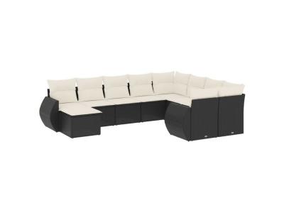 VIDAXL  Salon De Jardin 10 Pcs Avec Coussins Noir R&eacute;sine Tress&eacute;e