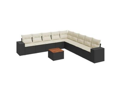 VIDAXL  Salon De Jardin 10 Pcs Avec Coussins Noir R&eacute;sine Tress&eacute;e