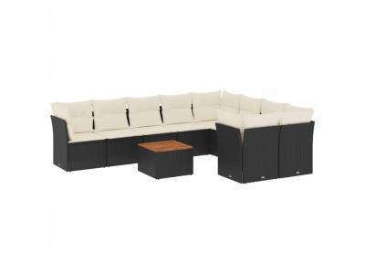 VIDAXL Salon de jardin modulable GENERIQUE 10 pieces noir resine tressee 62 x 62 x 69 cm