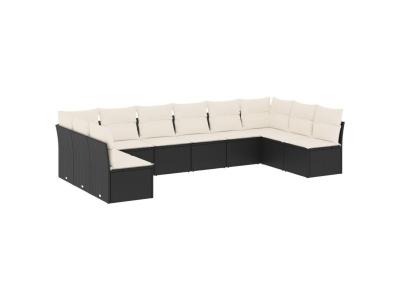 VIDAXL  - Salon de jardin 10 pcs avec coussins noir r&eacute;sine tress&eacute;e