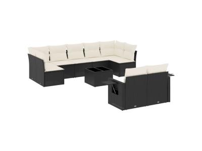 VIDAXL  Salon de jardin 10 pcs Noir R&eacute;sine tress&eacute;e