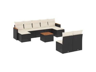 VIDAXL  Salon de jardin 10 pcs - Noir