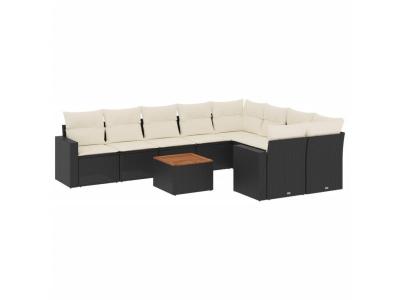 VIDAXL  Salon de jardin - R&eacute;sine tress&eacute;e - Noir - 10 pcs