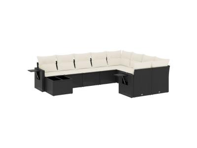 VIDAXL  Salon De Jardin 10 Pcs Avec Coussins Noir R&eacute;sine Tress&eacute;e