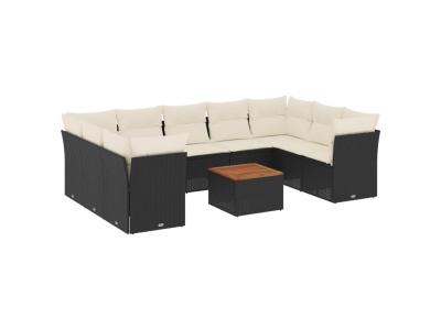 VIDAXL Salon de jardin modulable rotin 10 pieces 2 personnes 62 x 62 x 69 cm noir