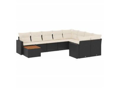 VIDAXL  Salon de jardin 10 pcs - Noir
