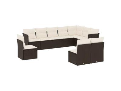 VIDAXL Salon de jardin 10 pcs avec coussins noir resine tressee