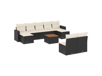 VIDAXL  Salon de jardin 10 pcs - Noir