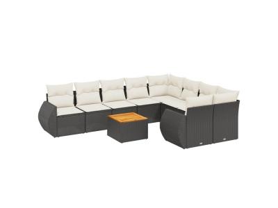 VIDAXL  Salon De Jardin 10 Pcs Avec Coussins Noir R&eacute;sine Tress&eacute;e