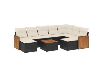 VIDAXL  Salon De Jardin 10 Pcs Avec Coussins Noir R&eacute;sine Tress&eacute;e