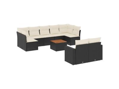 VIDAXL  Salon de jardin 10 pi&egrave;ces noir r&eacute;sine tress&eacute;e