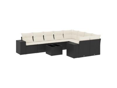 VIDAXL  Salon De Jardin 10 Pcs Avec Coussins Noir R&eacute;sine Tress&eacute;e