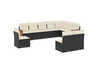 VIDAXL  Salon De Jardin 10 Pcs Avec Coussins Noir R&eacute;sine Tress&eacute;e
