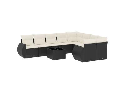 VIDAXL  Salon De Jardin 10 Pcs Avec Coussins Noir R&eacute;sine Tress&eacute;e