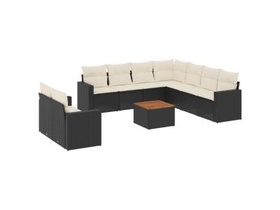 VIDAXL  Salon De Jardin 10 Pcs Avec Coussins Noir R&eacute;sine Tress&eacute;e