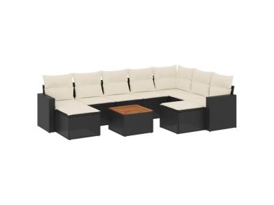 VIDAXL  Salon De Jardin 10 Pcs Avec Coussins Noir R&eacute;sine Tress&eacute;e