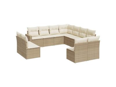 VIDAXL Salon de jardin  - 11 pcs beige r&eacute;sine tress&eacute;e