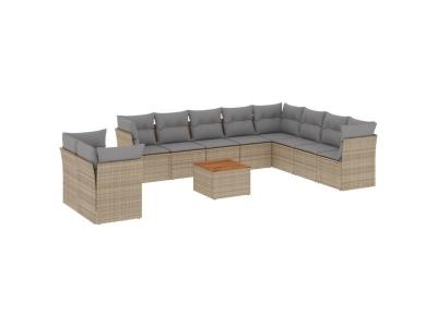 VIDAXL Salon de jardin modulable 11 pieces resine tressee 10 personnes 62 x 62 x 69 cm beige