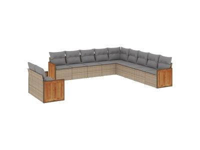  Vidaxl Salon De Jardin 11 Pcs Avec Coussins Beige R&eacute;sine Tress&eacute;e
