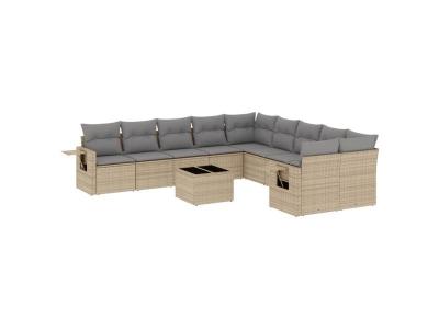 VIDAXL  Salon De Jardin 11 Pcs Avec Coussins Beige R&eacute;sine Tress&eacute;e
