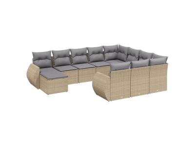 VIDAXL  Salon de jardin 11 pi&egrave;ces avec coussins - Beige