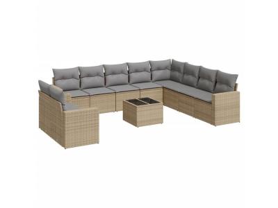 VIDAXL Salon de jardin 11 pcs avec coussins - Beige